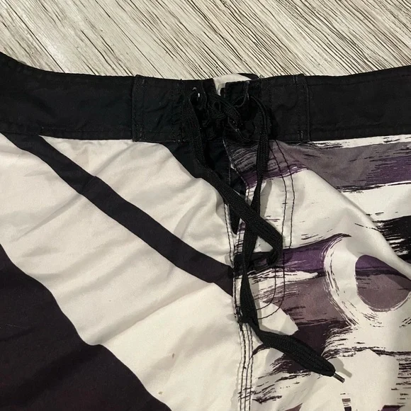 BurnsideBoard Shorts Black and Purple Graphic Swim Shorts - Picture 2 of 10